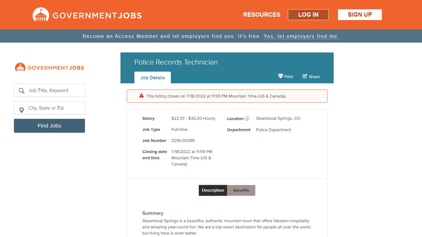 Police Records Technician | Government Jobs