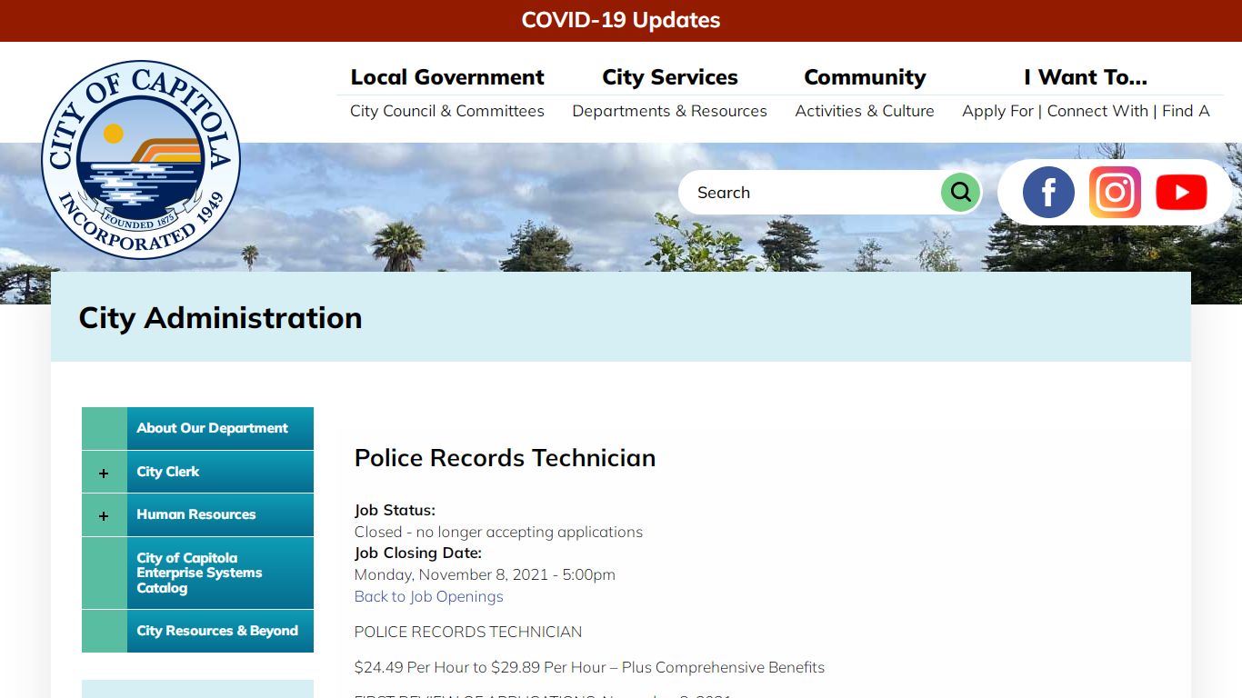 Police Records Technician | City of Capitola California